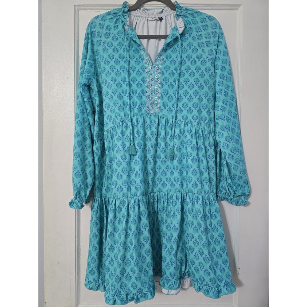 Cabana Life Amalfi Coast Embroidered Tiered Dress M Boho Tiered Tassels Peasant